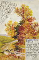 AK Künstlerkarte - Herbst - Fluss Bäume Landschaft - 1901 (69243) - 1900-1949