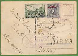 Ad0912 - GREECE - Postal History - Overprinted Stamp On CENSORED CARD To ITALY 1942 - Briefe U. Dokumente