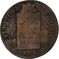 France, Sol Aux Balances, 1793 - AN II, Strasbourg, Cuivre, TB, Gadoury:19 - Altri & Non Classificati