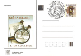 CDV 200 Slovakia - Sberatel/Sammler/Collector Stamp Exhibition 2011 Big Clock On The Prague Townhall On The Cancel - Dag Van De Postzegel