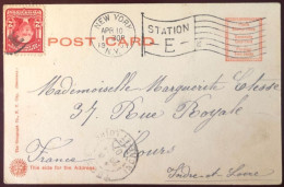 Etats-Unis,  Divers Sur Carte, Cachet New-York N.Y. 10.4.1907 / STATION E, Pour La France - (B1631) - Marcophilie