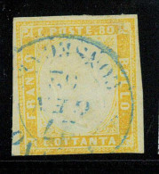 P3082 C - SARDEGNA , SASS. 17 B, BELLISSIMO , ANNULLO TORINO CONSEGNE IN BLU, 3 GRANDI MARGINI, UNO, RASENTE. - Usados