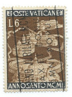 Vaticano 1949; Anno Santo : L. 6, Annullato Con Targhetta Giubileo. - Usados