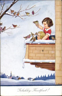 Artiste CPA Wills, John, Weihnachten, Kinder Auf Dem Balkon, Vogelfütterung - Sonstige & Ohne Zuordnung