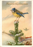 H2130 - Glückwunschkarte Neujahr - Vogel Meise - Notopfer - Nouvel An