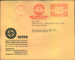 1938, Fernbrief Vom "Gau Mainfranken" Mit Absenderfreistempel Von WÜRZBURG - Brieven En Documenten