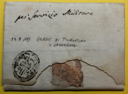 1799 DA LE GRAZIE DI TOLENTINO LETTERA  SERVIZIO MILITARE CON BOLLO IN NEGATIVO X CALDAROLA - 1. ...-1850 Prephilately