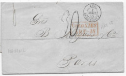 CUBA Lettre De LA HAVANE 1856 P/ PARIS Cachet COLONIES / ART-18 Taxe 30 Entrée ANGL. / AMB.CALAIS M - Maritieme Post