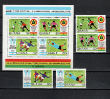 Ghana 1978 Football Soccer World Cup Set Of 4 + S/s With Winners Overprint MNH - 1978 – Argentine