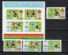 Ghana 1978 Football Soccer World Cup Set Of 4 + S/s With Winners Overprint Imperf. MNH -scarce- - 1978 – Argentina