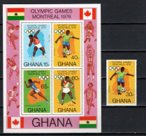 Ghana 1976 Football Soccer, Olympic Games Montreal Stamp + S/s MNH - Nuovi