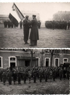 PHOTOS ORIGINALES  GUERRE 1945 CEREMONIE VICTOIRE ?? GENERAL DE GAULLE  ARMEE LIBERATION  ??? REMISE DRAPEAU - 1939-45