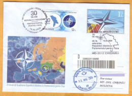 2024 FDC Used Moldova "30 Years Since The Accession Of The Republic Of Moldova At The Partnership For Peace" - Moldavië