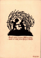 H2138 - Plischke Scherenschnitt Glückwunschkarte - Engel Angel Hase - Verlag DDR - Silhouette - Scissor-type