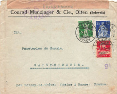 LETTRE. SUISSE. 1 10 17. CONRAD MUNZINGER OLTEN POUR LA FRANCE. CENSURE - Briefe U. Dokumente