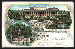 Lithographie Berlin, Königliches Museum Im Lustgarten, Denkmal Von Albrecht II.  - Mitte