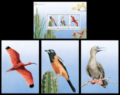 SALE!!! NETHERLANDS PAÍSES BAJOS PAYS BAS 2024 Bonaire Birds Souvenir Sheet + 3 Postcards MNH ** - Andere & Zonder Classificatie