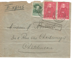 TP 300-302 (2) Roi Léopold II S/L. Exprès écrite De Etterbeek C. Bilingue Obl. BXL 4 17/7/1930 > Châtelineau - Lettres & Documents