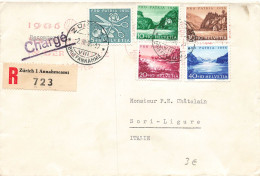 LETTRE. SUISSE. 2 7 54. CHARGÉ. RECOMMANDE ZÜRICH POUR SORI-LIGURE ITALIE - Brieven En Documenten