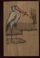 MATIERE - CARTE EN BOIS - OISEAUX - CIGOGNE - ILLUSTRATEURS  - Sonstige & Ohne Zuordnung