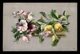 MATIERE - CARTE ALUMINIUM - FLEURS ET CITRONS - CARTE GAUFREE - Altri & Non Classificati