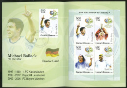 Football Allemagne 2006 Coupe Du Monde Carnet Michael Ballack Guinée Bissau Soccer Germany 2006 W. Cup Bkl Guinea Bissau - 2006 – Allemagne