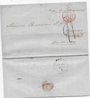 CHILI  Lettre  De VALPARAISO 1851 Griffe PANAMA / TRANSIT Taxe  Tampon 21 , Càd Entrée CALAIS - Correo Marítimo