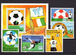 Ivory Coast 1978 Football Soccer World Cup Set Of 5 + S/s MNH - 1978 – Argentina