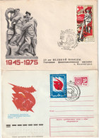 M 1466) UdSSR 1975 Mi# 4351, 4407 FDC: 30. Jt Sieg Im 2.WK; Philatelie In Eriwan - Covers & Documents