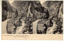 64 / Environs Des EAUX-BONNES - Gorge Et Pont Du Hourat - Carte Stéréo - Eaux Bonnes