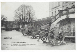 CPA GUERET, CANONS ET CRAPOUILLOTS PRIS AUX BOCHES EXPOSES AU JARDIN PUBLIC, CREUSE 23 - Guéret