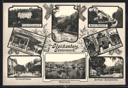 AK Gleichenberg /Steiermark, Hotel Mailand, Kurhaus-Restauration, Vereinsstrasse, Villa Höflinger IV., Schloss  - Autres & Non Classés