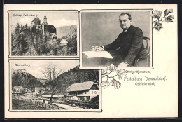 AK St. Lorenzen Am Wechsel, Schloss Festenburg, Portrait Ottokar Kernstock, Panorama Demmeldorf  - Sonstige & Ohne Zuordnung