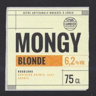 Etiquette De Bière Blonde   -  Mongy  -    Brasserie  Cambier  à  Croix  (59) - Beer