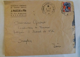 C1 Enveloppe GRENOBLE Entreprise J. PASCAL Et Fils 1960 Dauphine Isere  Port Inclus France - Sonstige & Ohne Zuordnung