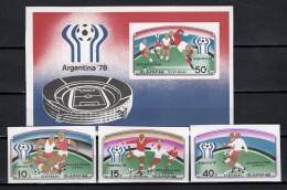 North Korea 1977 Football Soccer World Cup Set Of 3 + S/s Imperf. MNH -scarce- - 1978 – Argentina