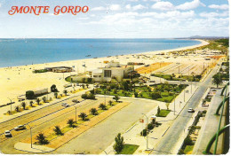 CASINO AND BEACH, MONTE GORDO, FARO, ALGARVE, PORTUGAL. USED POSTCARD My4 - Faro