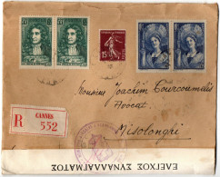 1,37 FRANCE, 1938, COVER TO GREECE - Brieven En Documenten