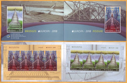 2018 Moldova Moldavie  Booklet (I)  Europa Cept Railway, Railway Bridge, Train, Gustave Eiffel, Train, Wooden Bridge - 2018