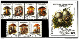 (!) Madagaskar 1990  Mushrooms, Hexen-Röhrling, Birkenpilz, Geißpilz, Funghi - Used Full Set +s/s - Pilze