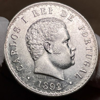 Portugal King Carlos 500 Reis Silver 1892/1 VARIETY Gem UNC Proof Like RARE - Portogallo