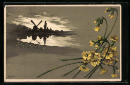 Künstler-AK Alfred Mailick: Landschaftsbild Mit Windmühle Im Schatten, Blütenzweige  - Mailick, Alfred