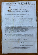 REGNO D'ITALIA - MINISTRO DELLA GIUSTIZIA LUOSI - DECRETO COMMISSIONE PER REGOLAMENTO NOTARILE MILANO 2/7/1805 - Historical Documents