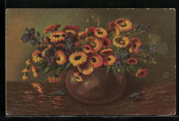 Künstler-AK Wenau-Pastell Nr. 882: Vase Mit Gelben Und Blauen Blumen  - Autres & Non Classés