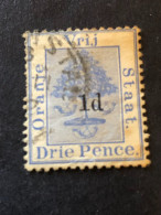ORANGE FREE STATE  SG 55  1d On 3d Ultramarine  FU - Orange Free State (1868-1909)