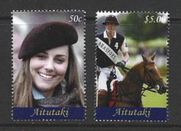 Aitutaki 2011 Prince William & Kate Royal Engagement Set Of 2 MNH - Aitutaki