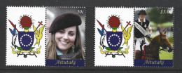 Aitutaki 2011 Prince William & Kate Royal Engagement Set Of 2 With Labels MNH - Aitutaki