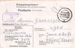 CARTE. ALLEMAGNE. PRISONNIERS. 6 10 42. STALAG II E. SCHWERIN POUR LYON - Briefe U. Dokumente