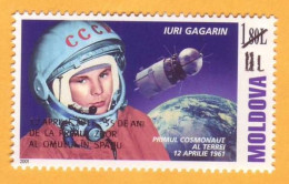 2016  Moldova Moldavie Moldau  Oficial  55 Years  Gagarin  Overprint New Par 11 Lei . Space 1v Mint - Europa