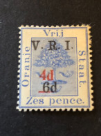 ORANGE FREE STATE  SG 136  4d On 6d On 6d Blue  MH* - Oranje Vrijstaat (1868-1909)